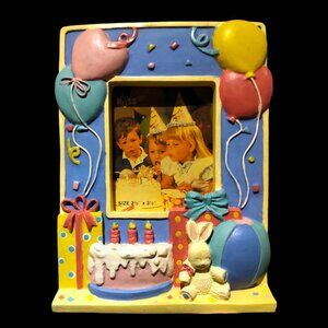 RARE Dead Stock Vintage RUSS 3D Resin Birthday Picture Frame BD Gift Photo Frame